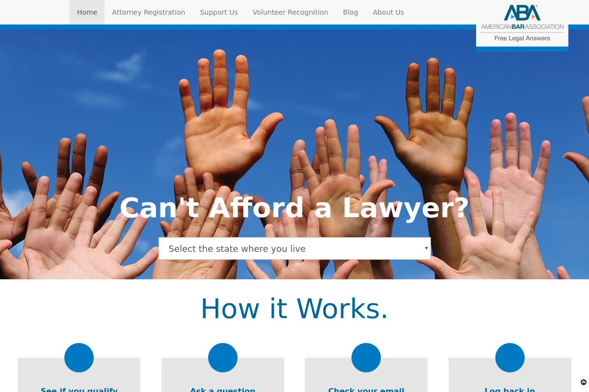 ABA Free Legal Answers screenshot