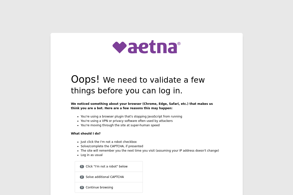 Aetna (CVS Health) screenshot
