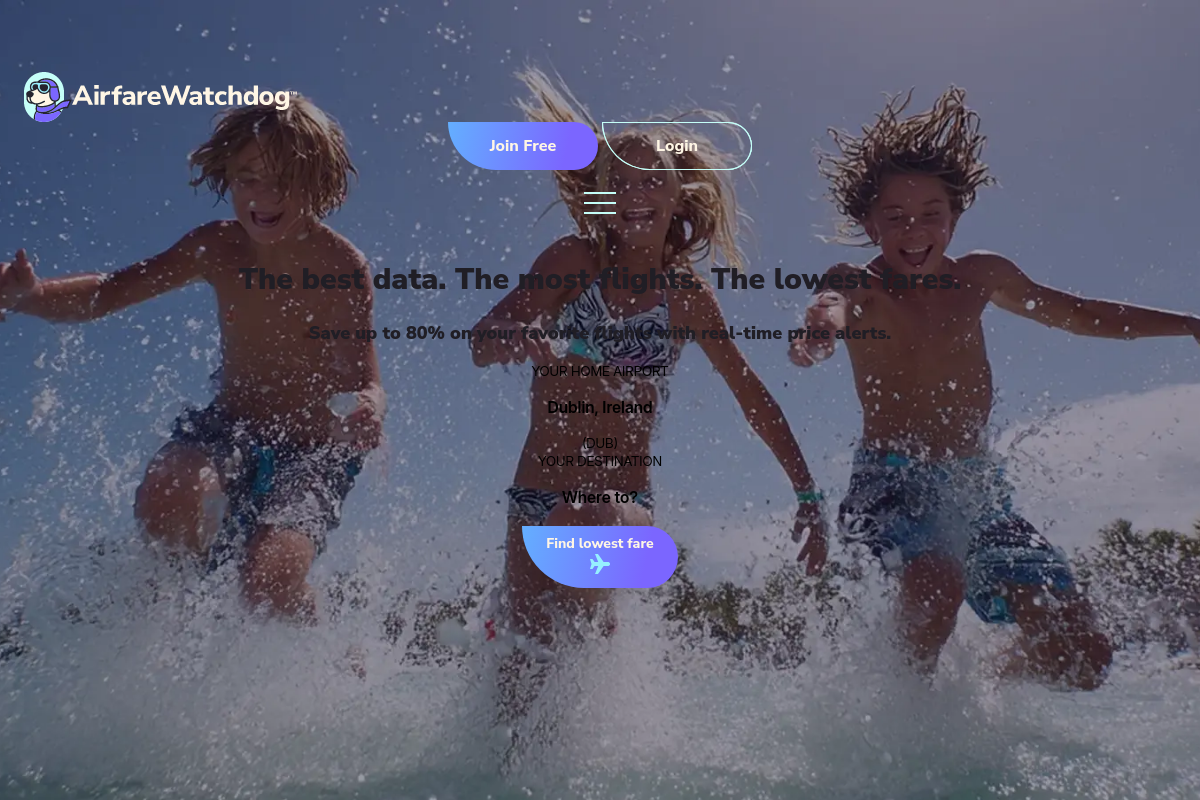 Airfarewatchdog screenshot