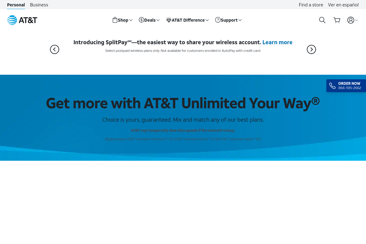 AT&T Unlimited Data Plans screenshot