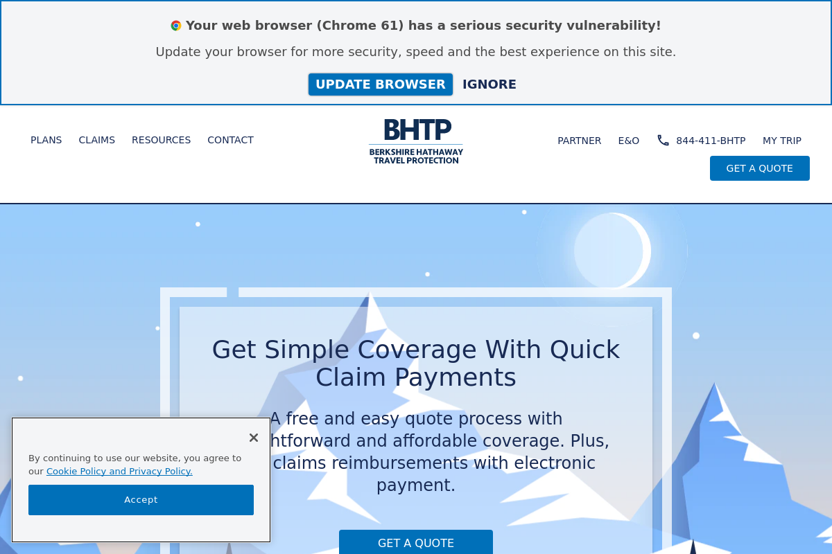 Berkshire Hathaway Travel Protection screenshot