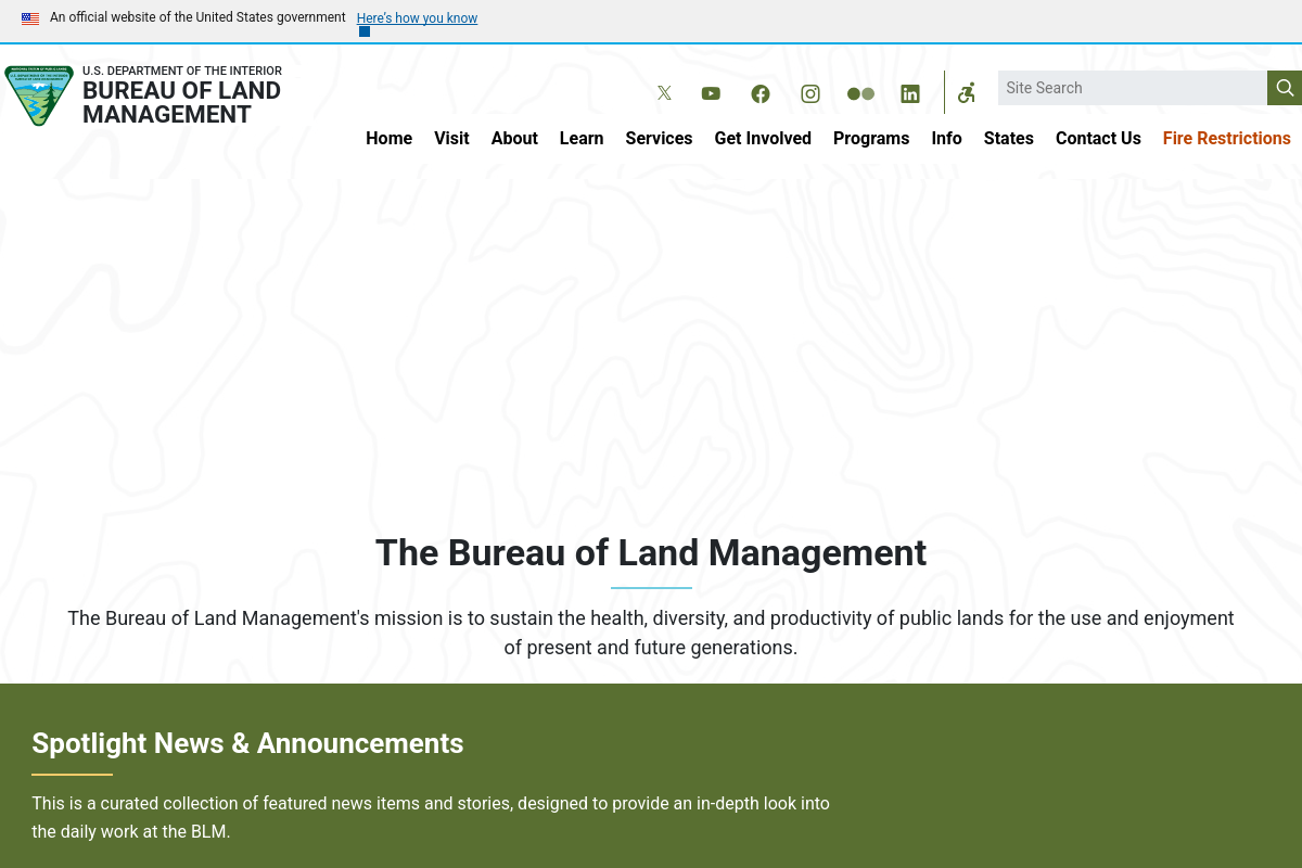 Bureau of Land Management (BLM) screenshot