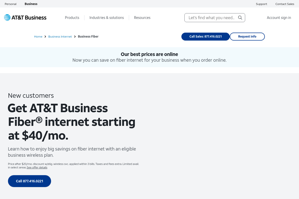 AT&T Business Fiber screenshot
