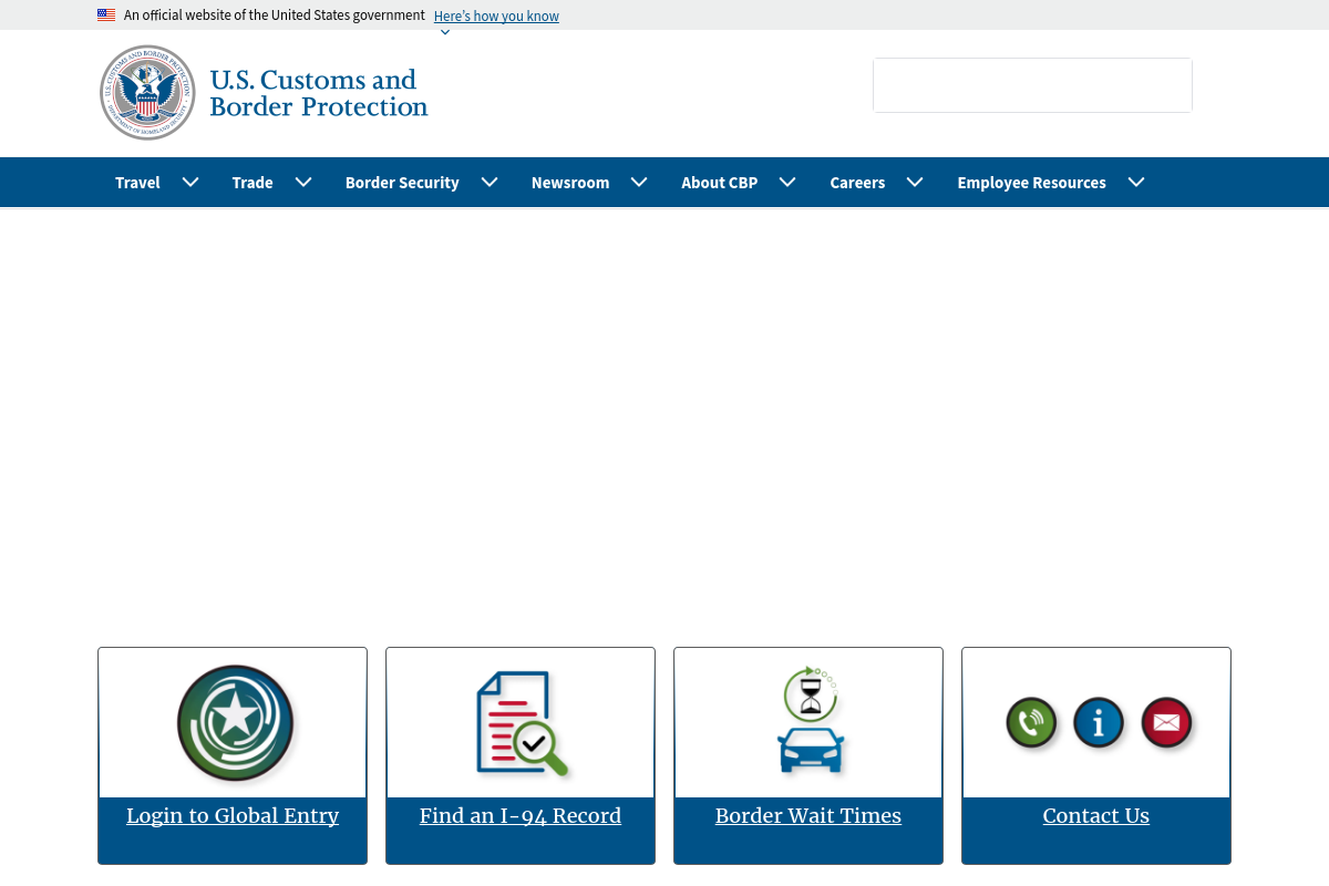 CBP.gov screenshot