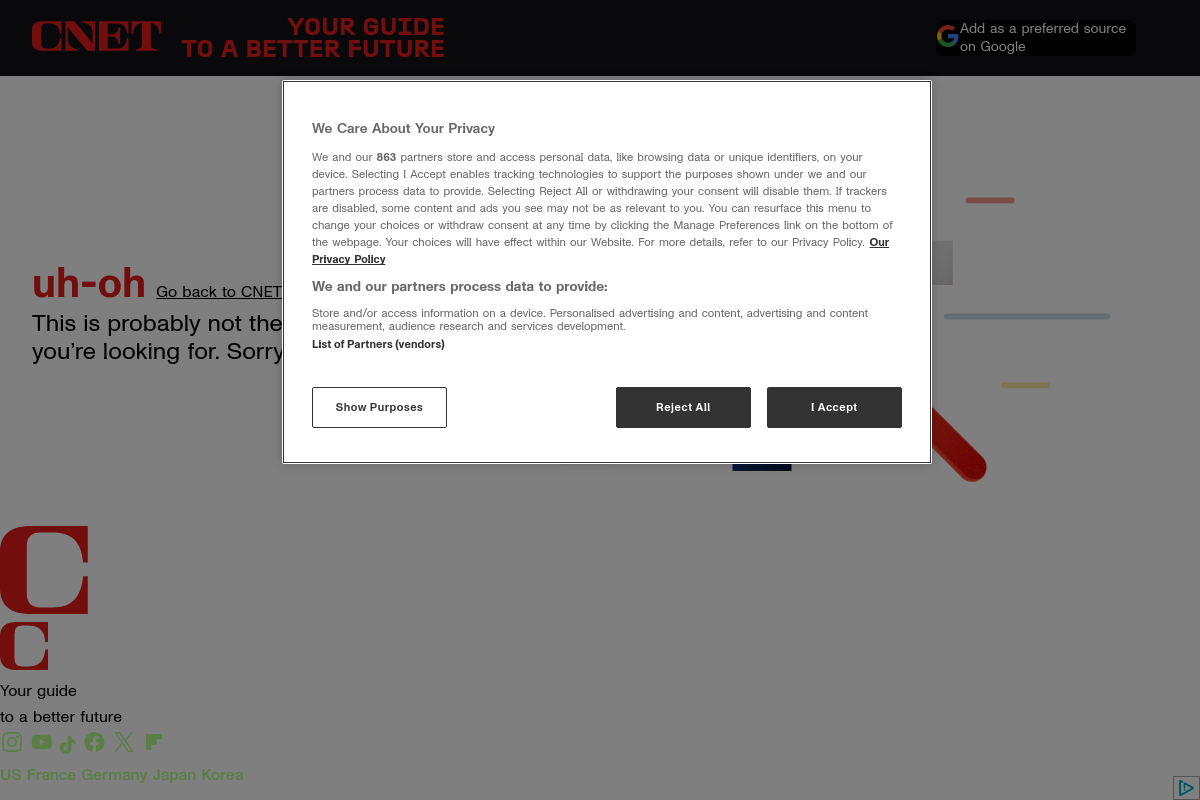 CNET screenshot