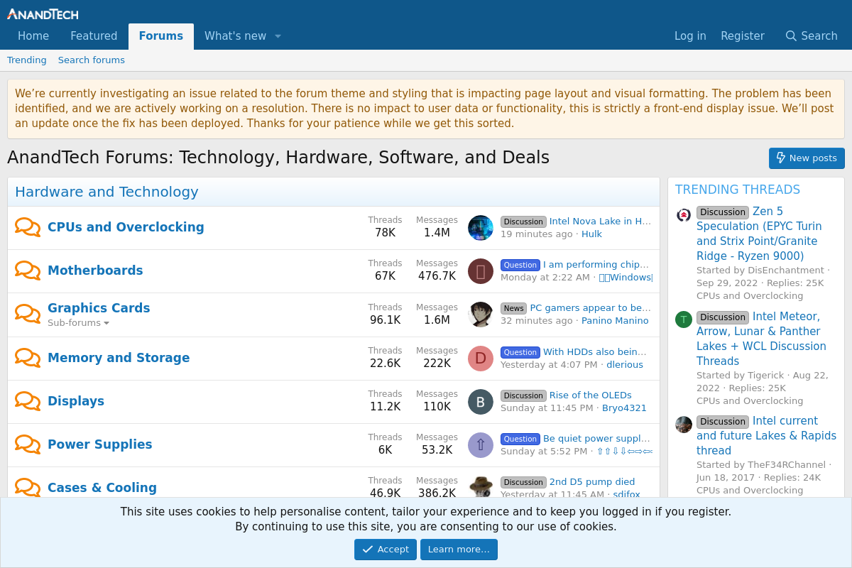 AnandTech Forums screenshot
