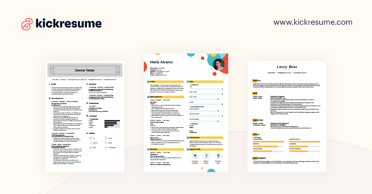 Kickresume screenshot