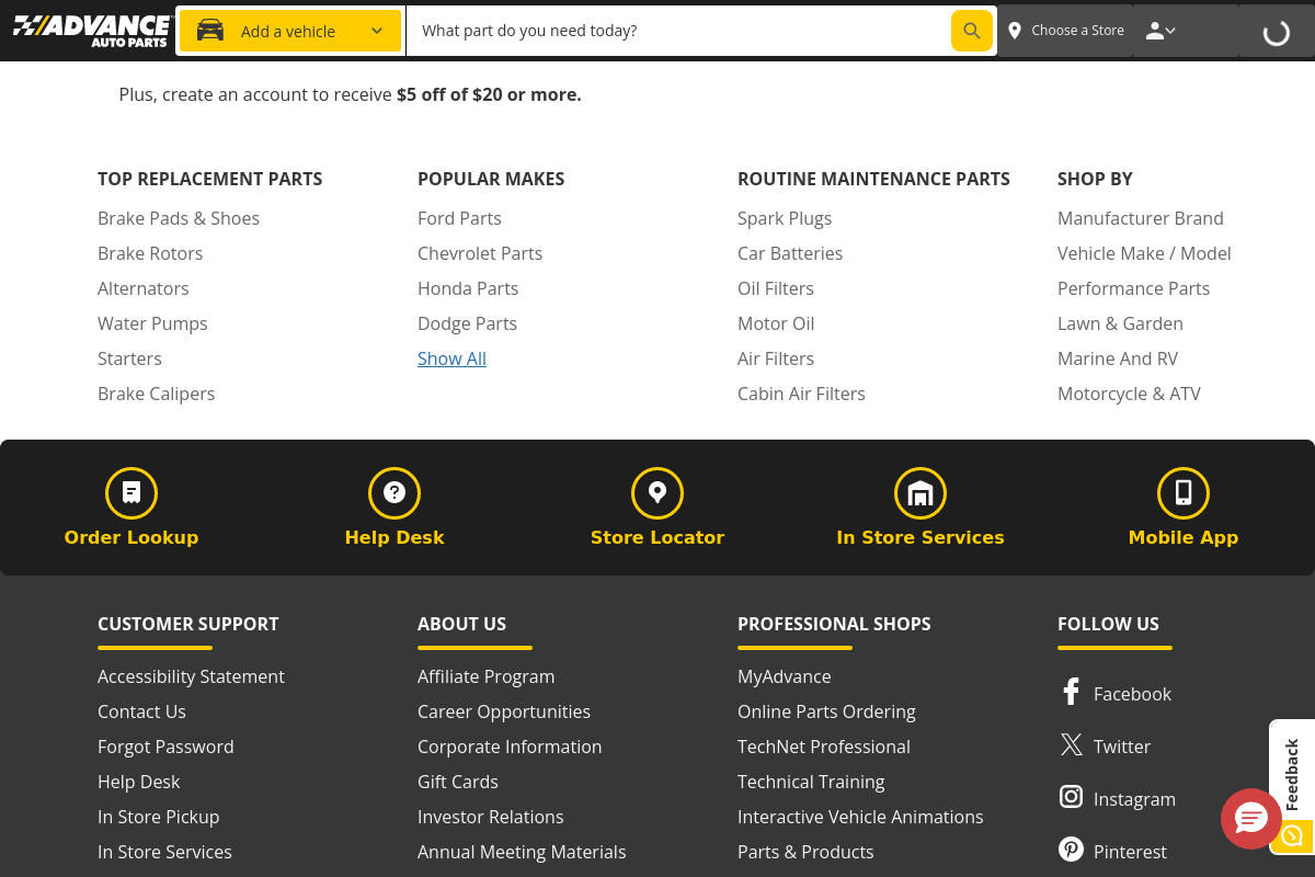 Advance Auto Parts screenshot