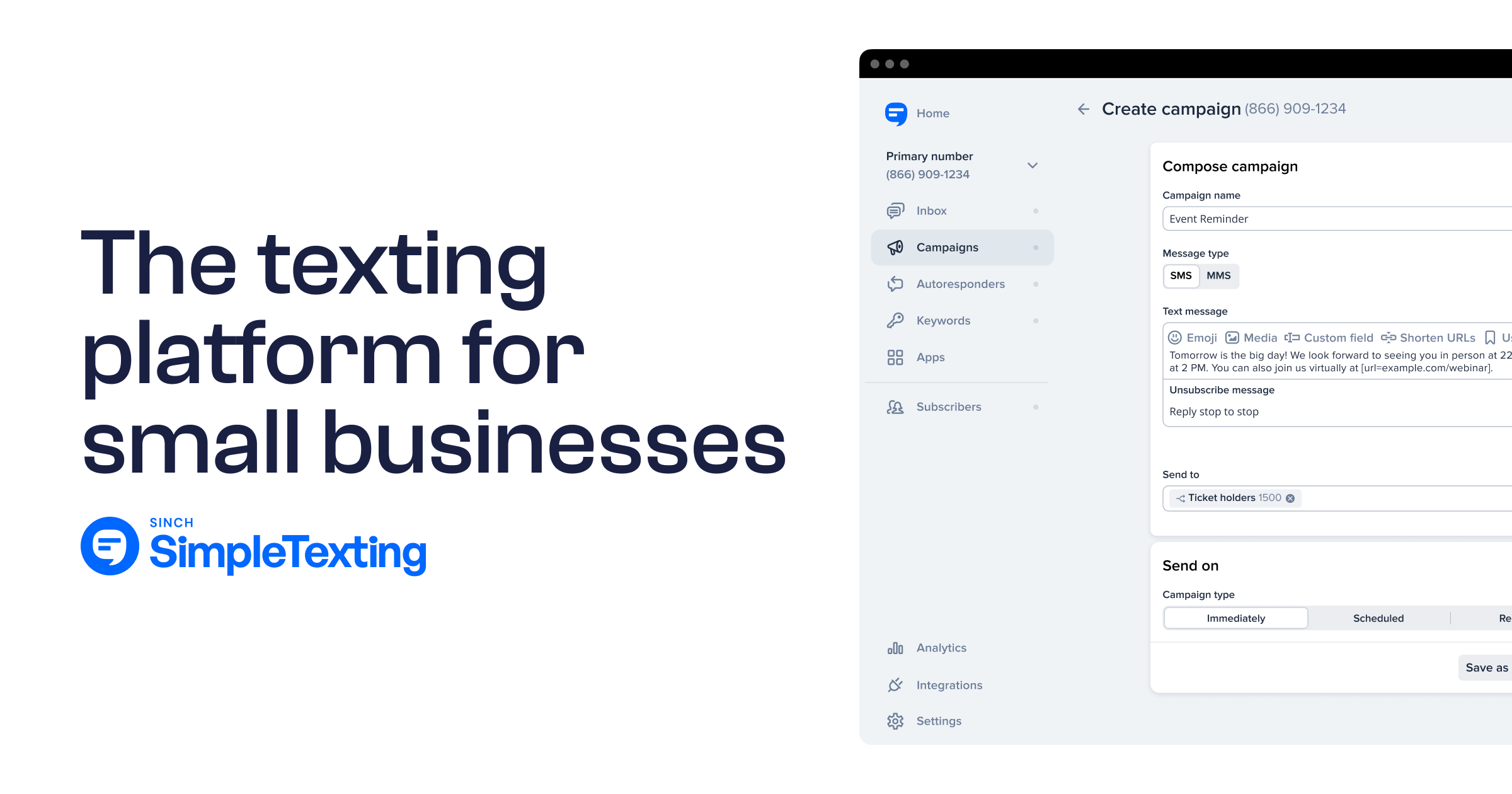 SimpleTexting screenshot